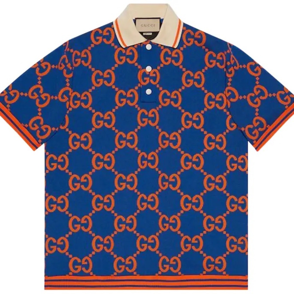 XS-Gucci Blue & Orange GG
Monogram Polo Shirt in Blue
Orange